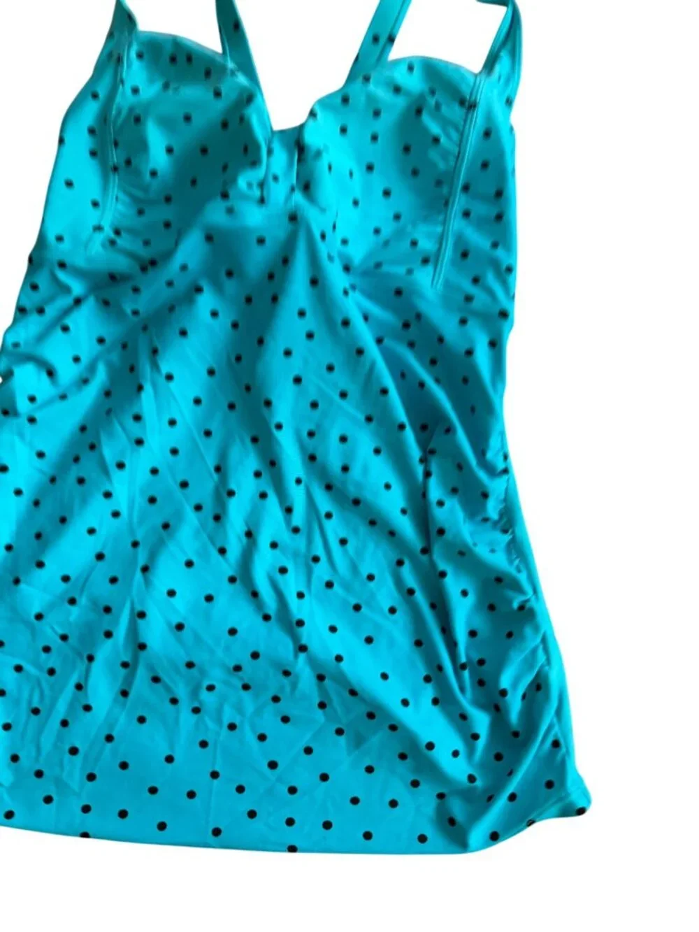 MOTHERHOOD MATERNITY Blue Polka Dot Swim Tankini Top Size Medium